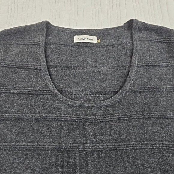 Calvin Klein Ribbed Bodycon Midi Dress Women's Large Grey Long Sleeve EUC - Picture 7 of 16